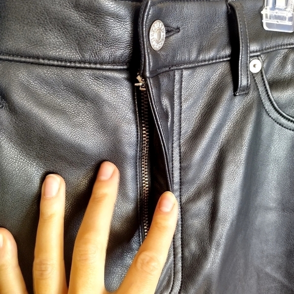 Express super high waisted faux leather modern straight pant sz 12 petite - Picture 6 of 12